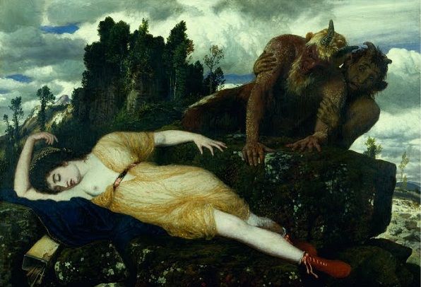 Petites nouvelles russes - Les voiles écarlates - Grine - Arnold Böcklin, Sleeping Diana Watched by Two Fauns, 1877