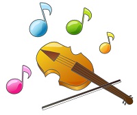 Petites nouvelles russes - Les voiles écarlates - Grine - Dessin d'un violon et de notes de musique