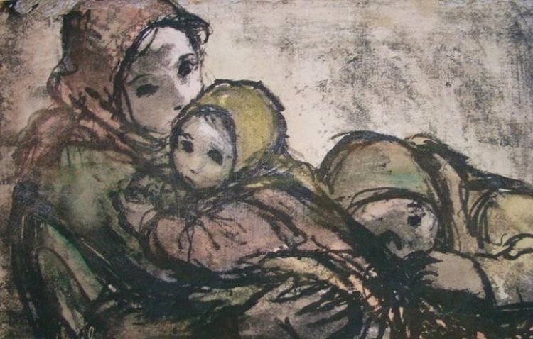 Petites nouvelles russes - Blocus de Léningrad - Dessin - Une mère et ses enfants